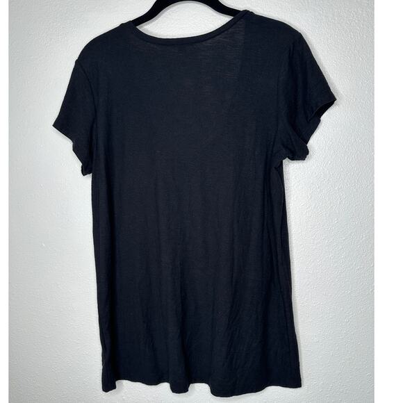 James Perse Black Deep V Round Neck Slub Tee Shirt Cap Sleeve Top 3 / L - Picture 4 of 9